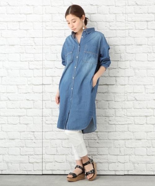 LEPSIM（レプシィム）の「デニムデザインシャツワンピース7S　757938（シャツワンピース・レディース・ライトブルー/ブルー・LARGE/MEDIUM）」の10枚目の写真