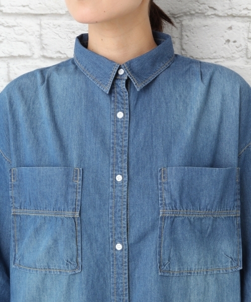 LEPSIM（レプシィム）の「デニムデザインシャツワンピース7S　757938（シャツワンピース・レディース・ライトブルー/ブルー・LARGE/MEDIUM）」の13枚目の写真