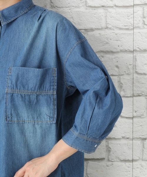 LEPSIM（レプシィム）の「デニムデザインシャツワンピース7S　757938（シャツワンピース・レディース・ライトブルー/ブルー・LARGE/MEDIUM）」の14枚目の写真