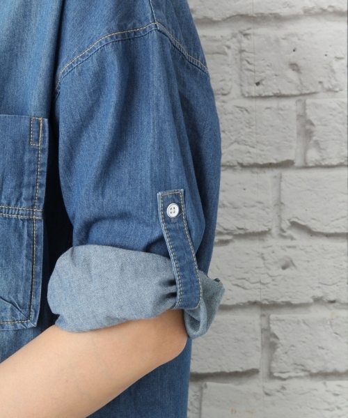 LEPSIM（レプシィム）の「デニムデザインシャツワンピース7S　757938（シャツワンピース・レディース・ライトブルー/ブルー・LARGE/MEDIUM）」の7枚目の写真