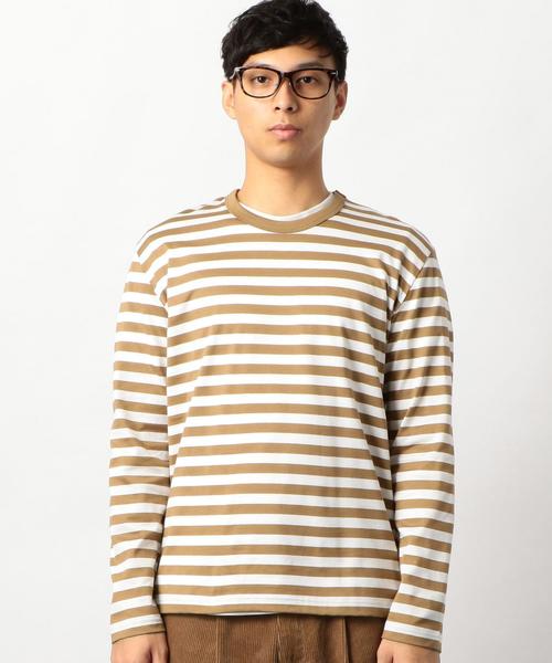 green label relaxing(グリーンレーベルリラクシング)の「CM シルケット ボーダー クルーネック カットソー ◆(Tシャツ/カットソー・メンズ・ブラック/ベージュ・MEDIUM/LARGE/SMALL)」の4枚目の写真