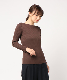 KOBE LETTUCE | 程よく女っぽい大人カラー&シルエット。上品Vネック・ボートネックリブニットトップス/レディースセーター/長袖[C2408]神戸レタス(ニット/セーター)