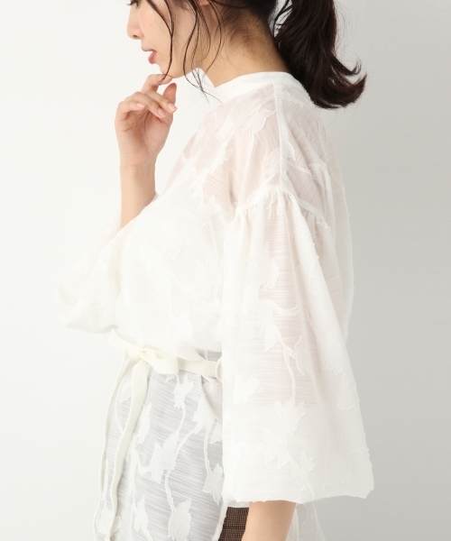 A part by（アパートバイ）の「カットJQDハナガラブラウス　776478 （シャツ/ブラウス・レディース・ブラック/オフホワイト・FREE）」の10枚目の写真