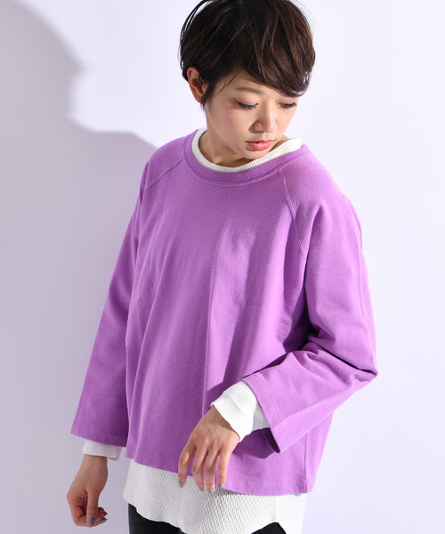 CIAOPANIC（チャオパニック）の「ミニ裏毛ラグランプルオーバー（Tシャツ/カットソー・レディース・ホワイト/パープル/レッド/グリーン・FREE）」の4枚目の写真