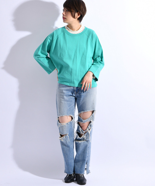 CIAOPANIC（チャオパニック）の「ミニ裏毛ラグランプルオーバー（Tシャツ/カットソー・レディース・ホワイト/パープル/レッド/グリーン・FREE）」の14枚目の写真