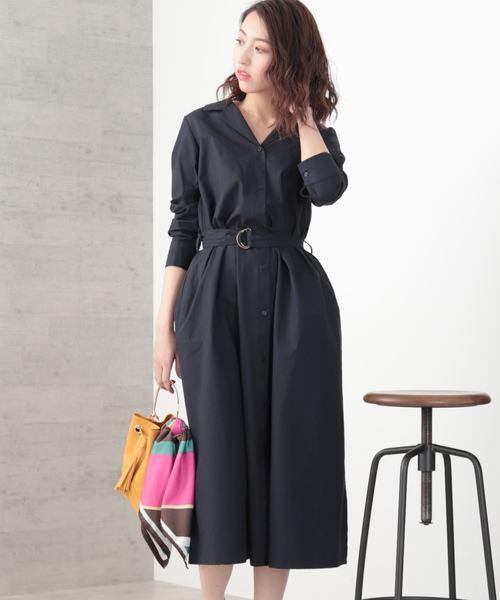 N.（N. Natural Beauty Basic）（エヌエヌナチュラルビューティーベーシック）の「◆オープンカラーシャツワンピース（シャツワンピース・レディース・カーキ/ブルー/ネイビー・MEDIUM）」の2枚目の写真