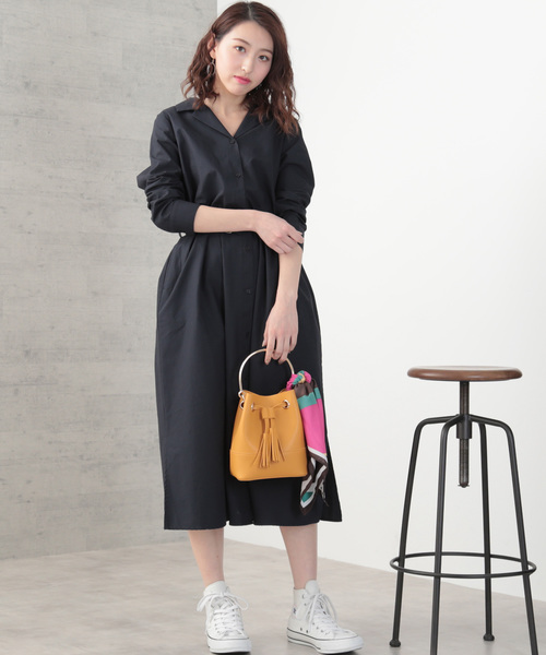 N.（N. Natural Beauty Basic）（エヌエヌナチュラルビューティーベーシック）の「◆オープンカラーシャツワンピース（シャツワンピース・レディース・カーキ/ブルー/ネイビー・MEDIUM）」の8枚目の写真