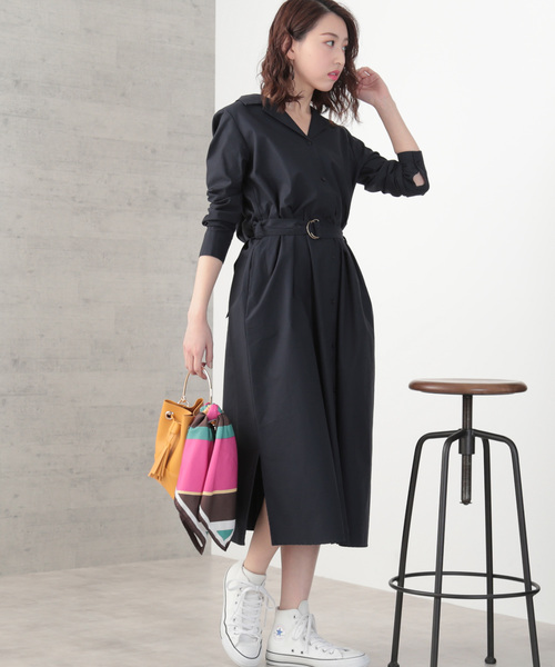 N.（N. Natural Beauty Basic）（エヌエヌナチュラルビューティーベーシック）の「◆オープンカラーシャツワンピース（シャツワンピース・レディース・カーキ/ブルー/ネイビー・MEDIUM）」の5枚目の写真