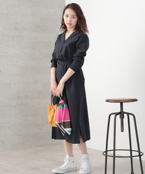 N.（N. Natural Beauty Basic）（エヌエヌナチュラルビューティーベーシック）の「◆オープンカラーシャツワンピース（シャツワンピース・レディース・カーキ/ブルー/ネイビー・MEDIUM）」の14枚目の写真