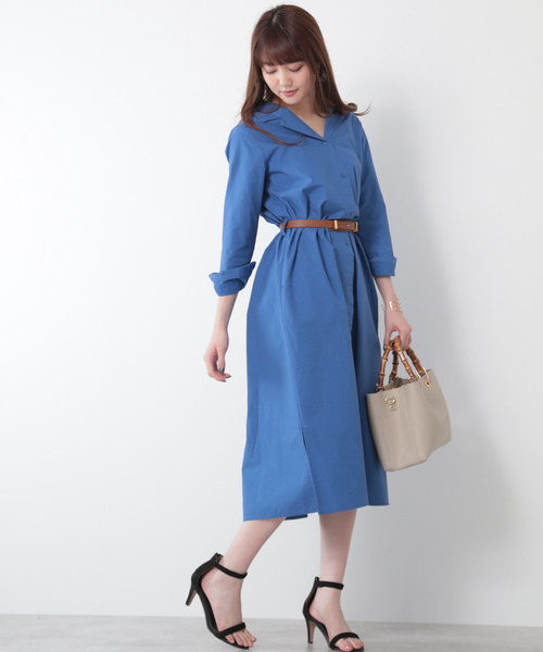 N.（N. Natural Beauty Basic）（エヌエヌナチュラルビューティーベーシック）の「◆オープンカラーシャツワンピース（シャツワンピース・レディース・カーキ/ブルー/ネイビー・MEDIUM）」の19枚目の写真