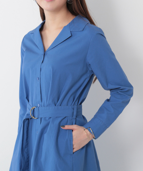 N.（N. Natural Beauty Basic）（エヌエヌナチュラルビューティーベーシック）の「◆オープンカラーシャツワンピース（シャツワンピース・レディース・カーキ/ブルー/ネイビー・MEDIUM）」の15枚目の写真