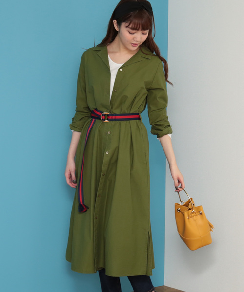 N.（N. Natural Beauty Basic）（エヌエヌナチュラルビューティーベーシック）の「◆オープンカラーシャツワンピース（シャツワンピース・レディース・カーキ/ブルー/ネイビー・MEDIUM）」の4枚目の写真