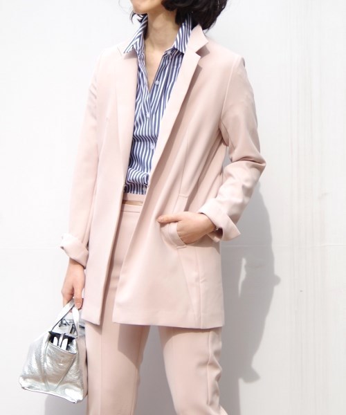 NARACAMICIE（ナラカミーチェ）の「【セットアップスーツ対応】テーラードロングジャケット（テーラードジャケット・レディース・ブルー/ネイビー/ピンク・SMALL/MEDIUM/LARGE）」の4枚目の写真