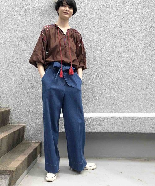 PICCIN（ピッチン）の「【WEB限定】カラフルエスニック刺繍ブラウス（シャツ/ブラウス・レディース・ネイビー/ブラウン/オフホワイト・MEDIUM）」の14枚目の写真