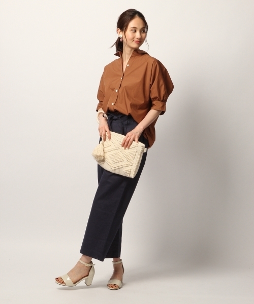 GLOBAL WORK（グローバルワーク）の「リネンベルトツキストレートパンツ/792875（その他パンツ・レディース・ネイビー/ライトベージュ・MEDIUM/SMALL）」の4枚目の写真