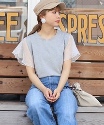 reca | 風にゆれるレースがフェミニンな印象に◇花柄シースルーレース 袖フリル カットソー(Tシャツ/カットソー)