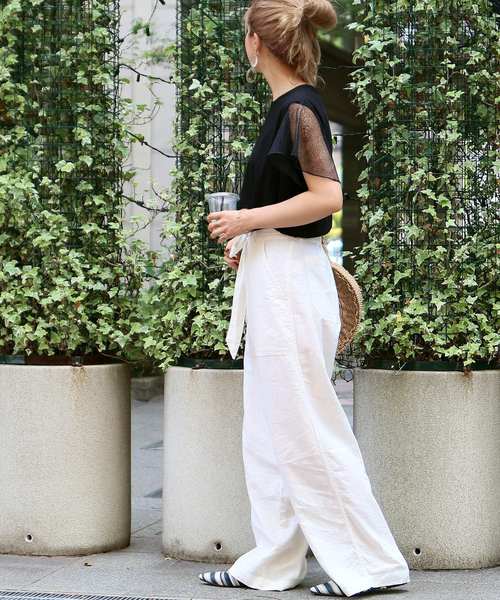 reca（レカ）の「花柄シースルーレース 袖フリル カットソー（Tシャツ/カットソー・レディース・ブラック/グレー/オフホワイト/ベージュ・FREE）」の13枚目の写真