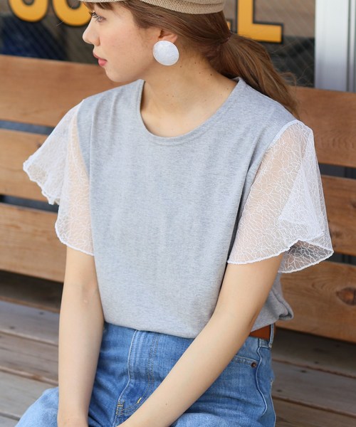 reca（レカ）の「花柄シースルーレース 袖フリル カットソー（Tシャツ/カットソー・レディース・ブラック/グレー/オフホワイト/ベージュ・FREE）」の15枚目の写真