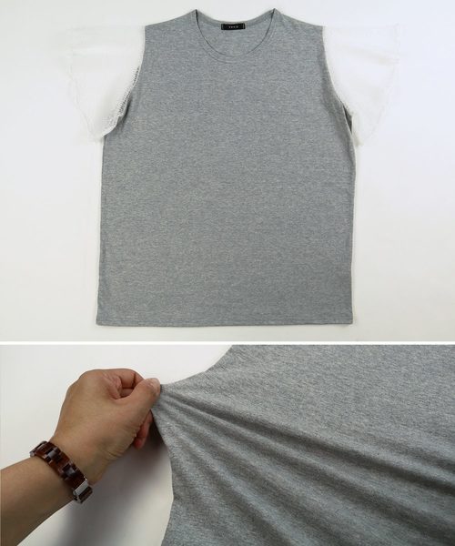 reca（レカ）の「花柄シースルーレース 袖フリル カットソー（Tシャツ/カットソー・レディース・ブラック/グレー/オフホワイト/ベージュ・FREE）」の22枚目の写真