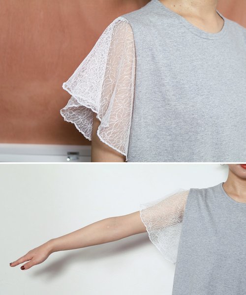 reca（レカ）の「花柄シースルーレース 袖フリル カットソー（Tシャツ/カットソー・レディース・ブラック/グレー/オフホワイト/ベージュ・FREE）」の21枚目の写真