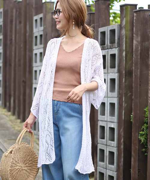 Bab Bou Jeloud（バブブージュルード）の「≪秋まで着れる≫ラメクロシェロングカーディガン（カーディガン/ボレロ・レディース・ブラック/オフホワイト/ピンク・FREE）」の5枚目の写真