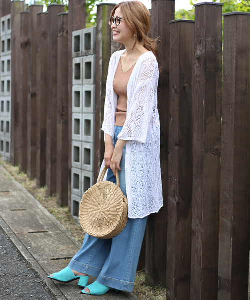 Bab Bou Jeloud（バブブージュルード）の「≪秋まで着れる≫ラメクロシェロングカーディガン（カーディガン/ボレロ・レディース・ブラック/オフホワイト/ピンク・FREE）」の6枚目の写真