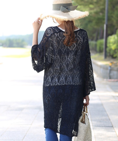 Bab Bou Jeloud（バブブージュルード）の「≪秋まで着れる≫ラメクロシェロングカーディガン（カーディガン/ボレロ・レディース・ブラック/オフホワイト/ピンク・FREE）」の11枚目の写真