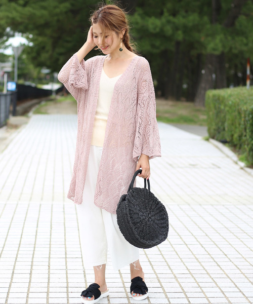 Bab Bou Jeloud（バブブージュルード）の「≪秋まで着れる≫ラメクロシェロングカーディガン（カーディガン/ボレロ・レディース・ブラック/オフホワイト/ピンク・FREE）」の12枚目の写真
