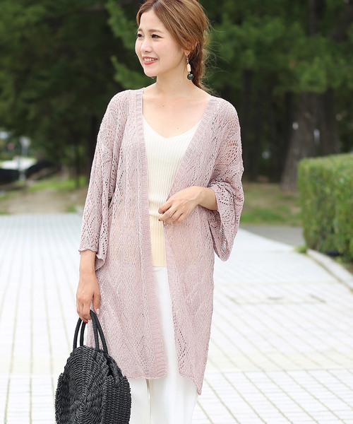 Bab Bou Jeloud（バブブージュルード）の「≪秋まで着れる≫ラメクロシェロングカーディガン（カーディガン/ボレロ・レディース・ブラック/オフホワイト/ピンク・FREE）」の13枚目の写真