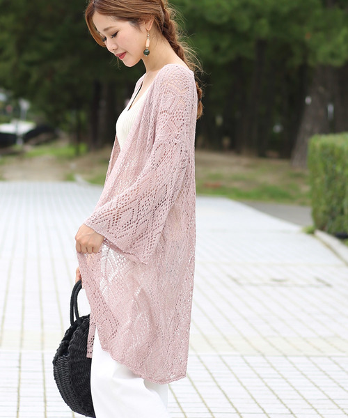 Bab Bou Jeloud（バブブージュルード）の「≪秋まで着れる≫ラメクロシェロングカーディガン（カーディガン/ボレロ・レディース・ブラック/オフホワイト/ピンク・FREE）」の14枚目の写真