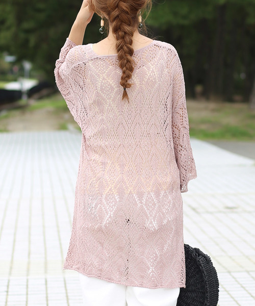 Bab Bou Jeloud（バブブージュルード）の「≪秋まで着れる≫ラメクロシェロングカーディガン（カーディガン/ボレロ・レディース・ブラック/オフホワイト/ピンク・FREE）」の15枚目の写真