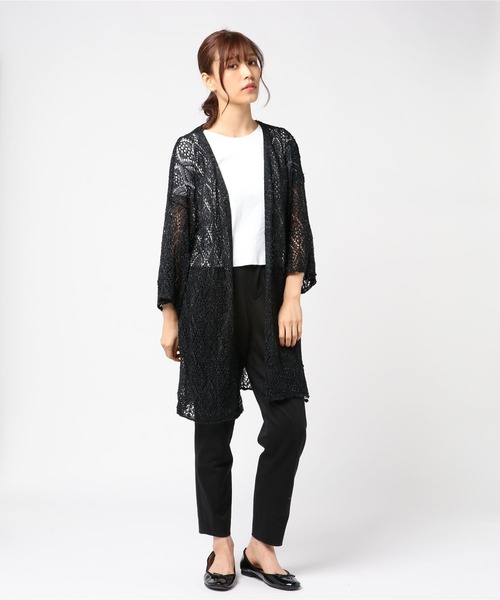 Bab Bou Jeloud（バブブージュルード）の「≪秋まで着れる≫ラメクロシェロングカーディガン（カーディガン/ボレロ・レディース・ブラック/オフホワイト/ピンク・FREE）」の3枚目の写真