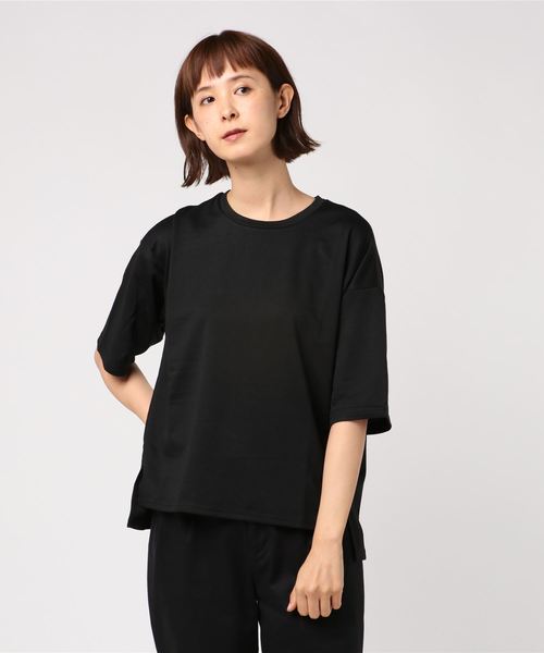 KOBE LETTUCE（コウベレタス）の「ゆったり5分袖ボックススウェットトップス＊Tシャツ/レディース[C3390]神戸レタス（Tシャツ/カットソー・レディース・ブラック/ネイビー/グレー/アイボリー/モスグリーン/マスタード/パープル系その他・FREE）」の3枚目の写真