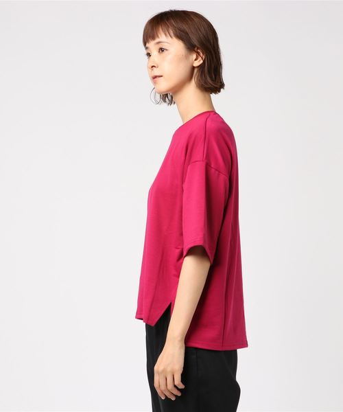 KOBE LETTUCE（コウベレタス）の「ゆったり5分袖ボックススウェットトップス＊Tシャツ/レディース[C3390]神戸レタス（Tシャツ/カットソー・レディース・ブラック/ネイビー/グレー/アイボリー/モスグリーン/マスタード/パープル系その他・FREE）」の8枚目の写真