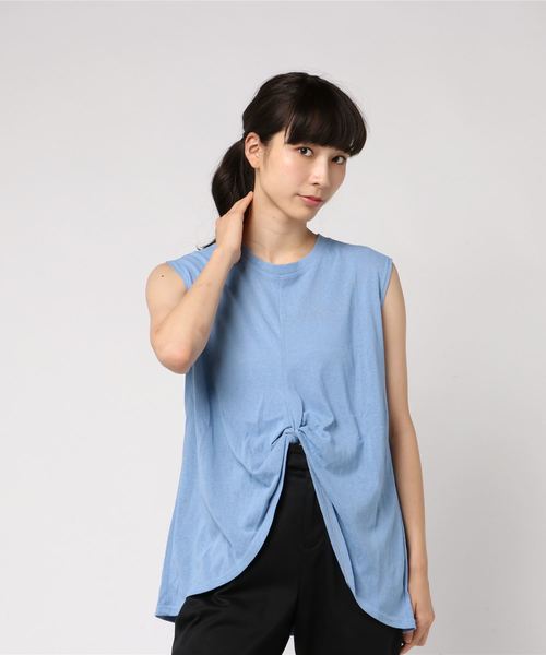 SPIGA（スピーガ）の「ﾊﾞｯｸﾌﾟﾘﾝﾄﾉｰｽﾘｶｯﾄTOPS（Tシャツ/カットソー・レディース・ホワイト/ブラック/ブルー・FREE）」の8枚目の写真