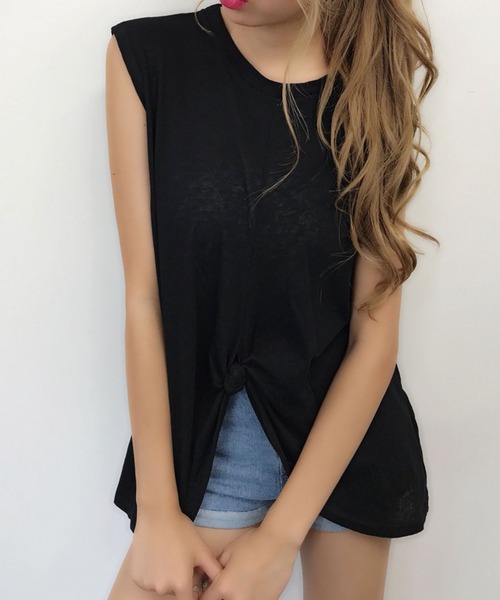 SPIGA（スピーガ）の「ﾊﾞｯｸﾌﾟﾘﾝﾄﾉｰｽﾘｶｯﾄTOPS（Tシャツ/カットソー・レディース・ホワイト/ブラック/ブルー・FREE）」の3枚目の写真