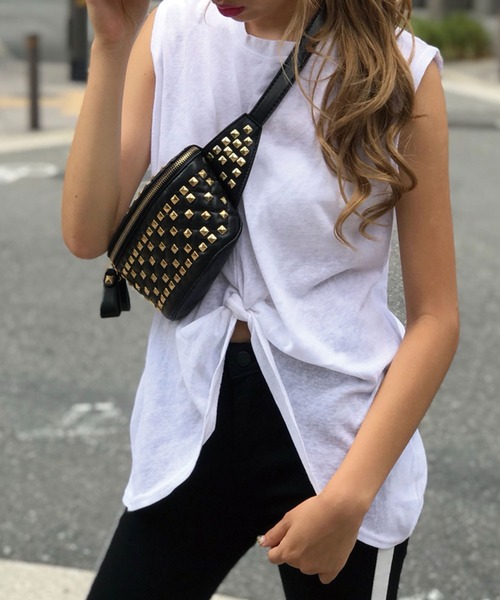 SPIGA（スピーガ）の「ﾊﾞｯｸﾌﾟﾘﾝﾄﾉｰｽﾘｶｯﾄTOPS（Tシャツ/カットソー・レディース・ホワイト/ブラック/ブルー・FREE）」の9枚目の写真