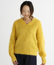 ブラッシュキッドモヘアジャージーVネックプルオーバー