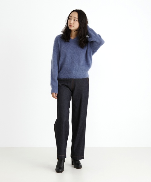 Munich（ミューニック）の「ブラッシュキッドモヘアジャージーＶネックプルオーバー（ニット/セーター・レディース・ブラウン/ピンク/イエロー/ブルー・FREE）」の18枚目の写真