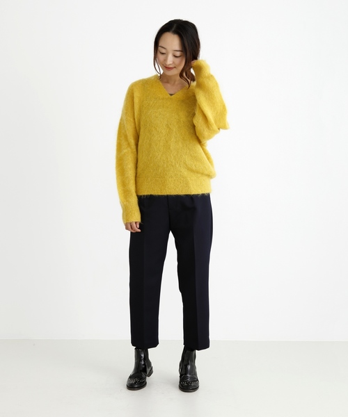 Munich（ミューニック）の「ブラッシュキッドモヘアジャージーＶネックプルオーバー（ニット/セーター・レディース・ブラウン/ピンク/イエロー/ブルー・FREE）」の16枚目の写真