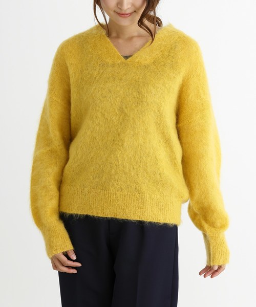 Munich（ミューニック）の「ブラッシュキッドモヘアジャージーＶネックプルオーバー（ニット/セーター・レディース・ブラウン/ピンク/イエロー/ブルー・FREE）」の22枚目の写真