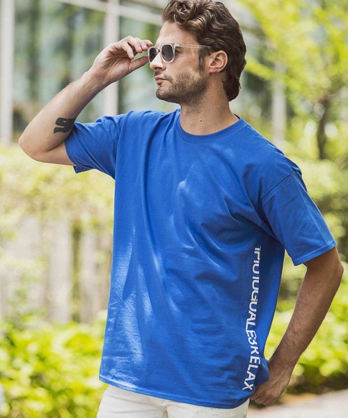 1PIU1UGUALE3  RELAX （ウノピゥウノウグァーレトレ リラックス）の「1PIU1UGUALE3 RELAX(ウノピゥウノウグァーレトレ リラックス)サイドロゴプリントTシャツ（Tシャツ/カットソー・メンズ・ホワイト/チャコールグレー/ブルー/ブラック/ダークグリーン/ライトブルー/パープル/ピンク/ネイビー・SMALL/MEDIUM/LARGE/X-LARGE/XX-LARGE）」の7枚目の写真