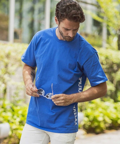 1PIU1UGUALE3  RELAX （ウノピゥウノウグァーレトレ リラックス）の「1PIU1UGUALE3 RELAX(ウノピゥウノウグァーレトレ リラックス)サイドロゴプリントTシャツ（Tシャツ/カットソー・メンズ・ホワイト/チャコールグレー/ブルー/ブラック/ダークグリーン/ライトブルー/パープル/ピンク/ネイビー・SMALL/MEDIUM/LARGE/X-LARGE/XX-LARGE）」の14枚目の写真