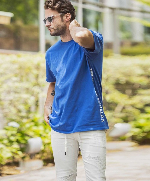 1PIU1UGUALE3  RELAX （ウノピゥウノウグァーレトレ リラックス）の「1PIU1UGUALE3 RELAX(ウノピゥウノウグァーレトレ リラックス)サイドロゴプリントTシャツ（Tシャツ/カットソー・メンズ・ホワイト/チャコールグレー/ブルー/ブラック/ダークグリーン/ライトブルー/パープル/ピンク/ネイビー・SMALL/MEDIUM/LARGE/X-LARGE/XX-LARGE）」の17枚目の写真