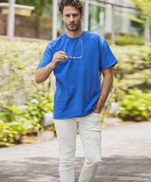 1PIU1UGUALE3  RELAX （ウノピゥウノウグァーレトレ リラックス）の「1PIU1UGUALE3 RELAX(ウノピゥウノウグァーレトレ リラックス)サイドロゴプリントTシャツ（Tシャツ/カットソー・メンズ・ホワイト/チャコールグレー/ブルー/ブラック/ダークグリーン/ライトブルー/パープル/ピンク/ネイビー・SMALL/MEDIUM/LARGE/X-LARGE/XX-LARGE）」の18枚目の写真