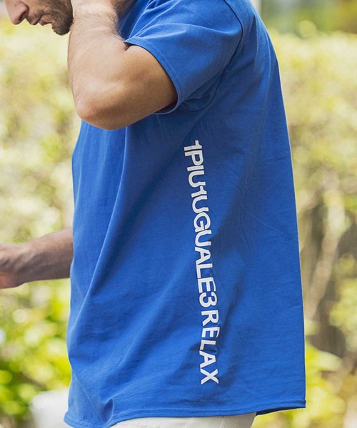 1PIU1UGUALE3  RELAX （ウノピゥウノウグァーレトレ リラックス）の「1PIU1UGUALE3 RELAX(ウノピゥウノウグァーレトレ リラックス)サイドロゴプリントTシャツ（Tシャツ/カットソー・メンズ・ホワイト/チャコールグレー/ブルー/ブラック/ダークグリーン/ライトブルー/パープル/ピンク/ネイビー・SMALL/MEDIUM/LARGE/X-LARGE/XX-LARGE）」の19枚目の写真