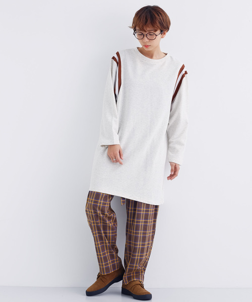 MERLOT（メルロー）の「チェック柄ハイウエストワイドテーパードパンツ1744（その他パンツ・レディース・ネイビー/ブラウン・FREE）」の5枚目の写真