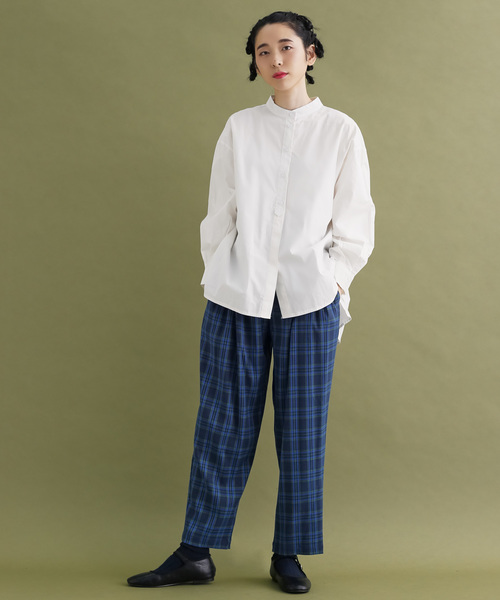 MERLOT（メルロー）の「チェック柄ハイウエストワイドテーパードパンツ1744（その他パンツ・レディース・ネイビー/ブラウン・FREE）」の7枚目の写真