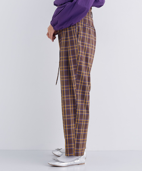 MERLOT（メルロー）の「チェック柄ハイウエストワイドテーパードパンツ1744（その他パンツ・レディース・ネイビー/ブラウン・FREE）」の12枚目の写真