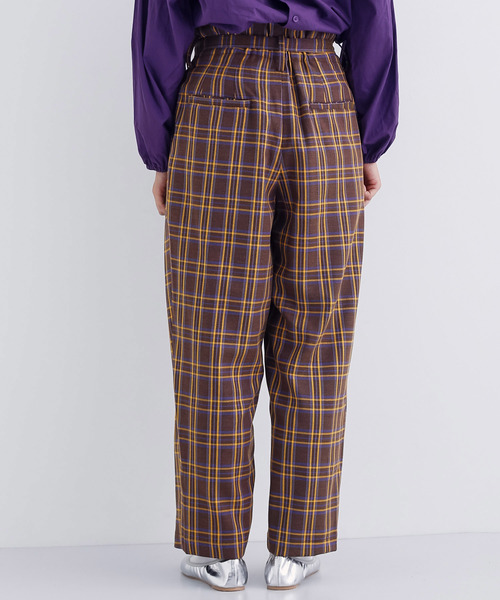 MERLOT（メルロー）の「チェック柄ハイウエストワイドテーパードパンツ1744（その他パンツ・レディース・ネイビー/ブラウン・FREE）」の13枚目の写真